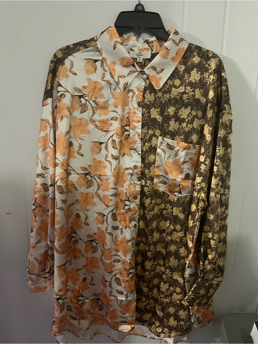 entro Men's Two-Tone Floral Button-Down Shirt in Cream & Brown